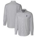 Men's Cutter & Buck Charcoal Kansas Jayhawks Vault Stretch Oxford Stripe Long Sleeve Button-Down Shirt