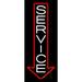 Vertical Service LED Neon Sign 24 x 10 - inches Clear Edge Cut Acrylic Backing with Dimmer - Bright and Premium built indoor LED Neon Sign for automotive store and mall.