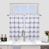 Stripe Pattern Kitchen Valances for Window Waffle Weave Textured Valance Curtains for Kitchen Cafe Windows Home Decor Bathroom Window Curtains 30 x36 1 Set Navy Blue and White