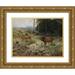 Christoffer Drathmann 24x19 Gold Ornate Framed and Double Matted Museum Art Print Titled - Roaring Deer and Deer on the Edge of the Forest