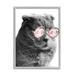 Stupell Industries Trendy Cat Wearing Glam Fashion Pink Sunglasses Graphic Art Gray Framed Art Print Wall Art Design by Ziwei Li