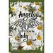 Daisy Flower Flat Canvas Wall Art Print Angels are born in July special angel wings guardian birthday Hanging Wall Sign Large 16 x 12 Inch Decor Funny Gift