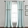 Lush Decor Farmhouse Button Stripe Window Curtain Panels - Blue - 40 X 84