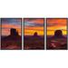 wall26 - 3 Piece Framed Canvas Wall Art - Monument Valley Sunset West and East Mittens and Merrick Butte Utah - Modern Home Art Stretched and Framed Ready to Hang - 16 x24 x3 BLACK