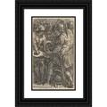 Perino Del Vaga 16x24 Black Ornate Framed Double Matted Museum Art Print Titled: Alexander Cutting the Gordian Knot Study for a Fresco in the Castel Santâ€™Angelo Rome (1501-47)