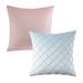 Phantoscope Decorative Throw Pillow Set Soft Silky Velvet & Soft Pleated Velvet Bundle for Sofa Couch Bedroom Light Pink & Light Blue 18 x 18