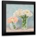 Dellal Remy 20x20 Black Modern Framed Museum Art Print Titled - Fleurs et Vases Aquamarine I