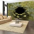 Tiptophomedecor Peel and Stick 3D Illusion Wallpaper Wall Mural - Green Bricks Entrance - Removable Wall Decals