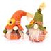 2PCS Fall Harvest Thanksgiving Decorations Plush Gnomes Handmade Autumn Elf Dwarf Doll with Sunflower Ornaments for Holiday Home Room Desktop Decor
