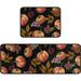 Fall Pumpkin Kitchen Rugs and Mats Sets of 2 Thanksgiving Farmhouse Kitchen Rugs Decoration Rubber Backing Non-Slip Floor Mat for Sink Waterproof Laundry Room Rugs Runner Black 17x24+17x48inch