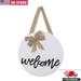 Welcome Sign Front Door Wreath - Farmhouse Home Decor Porch Door Decorations Hanging Outdoor Hello Sign Rustic Wood Round Wreath with Eucalyptus Leaves Holiday Housewarming Gift