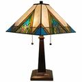 23 Stained Glass Handcrafted Pyramid Style Two Light Mission Style Table Lamp