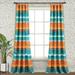 Boho Watercolor Border Window Curtain Panels - Set of 2 - Turquoise / Multi - 52 inch wide x 84 Inch long