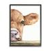 Stupell Industries Baby Calf Cow Resting Head Up-Close Rural Painting Black Framed Art Print Wall Art Design by George Dyachenko