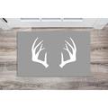 Antler and Welcome Door Mat Welcome Home Door Mats-Grey-Antlers White-15 x 22.5