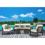 Joss & Main Inci 87.4" Wide Outdoor Patio Sofa w/ Sunbrella Cushions Metal/Sunbrella® Fabric Included in Gray/Brown | Wayfair