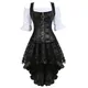 Steampunk – robe Corset en cuir pour femmes gilet Corset avec jupe et chemisier Renaissance