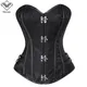 Wechery – Corselet Steampunk pour femmes corsage gothique en métal noir haut Cosplay sans manches