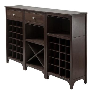 3-Pc Modular Wine Cabinet Set, Espresso - 19.09 x 12.6 x 37.52 inches