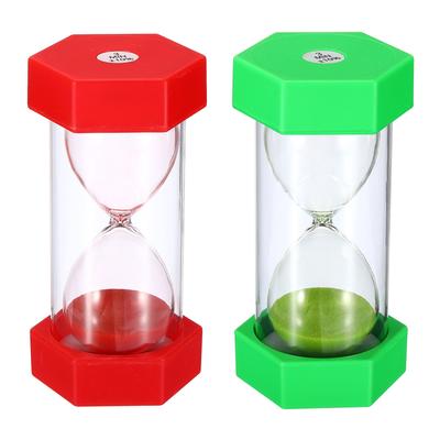 3 Min Sand Timer, 1 Set(2pcs)Hexagon Small Sandy Clock, Sand Glass Red, Green - Red,Green