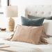Sascha Suede Subtle Striped Throw Pillow with Long Fringe