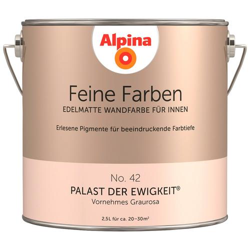„ALPINA Wand- und Deckenfarbe „“Feine Farben No. 42 Palast der Ewigkeit““ Vornehmes Graugrosa, edelmatt, 2,5 Liter Gr. 2,5 l 2500 ml, rosa (vornehmes graugrosa) Wandfarbe bunt“