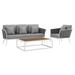 Ergode Stance 3 Piece Outdoor Patio Aluminum Sectional Sofa Set - White Gray