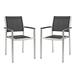 Ergode Shore Dining Chair Outdoor Patio Aluminum Set of 2 - Silver Black
