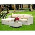 3 Piece Ackerly Natural Color Wicker Outdoor-furniture Sectional Sofa Set - Natural