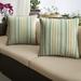 Set of 2 Green and Brown Stripe Sunbrella Outdoor Pillow 18