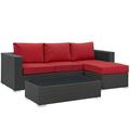 Ergode Sojourn 3 Piece Outdoor Patio Sunbrella Sectional Set - Canvas Red