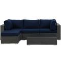 Ergode Sojourn 5 Piece Outdoor Patio Sunbrella Sectional Set - Canvas Navy