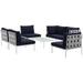 Ergode Harmony 7 Piece Outdoor Patio Aluminum Sectional Sofa Set - White Navy