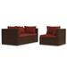 vidaXL Patio Sectional Sofa 3 Piece Outdoor Garden Sofa with Cushions PE Rattan
