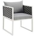 Ergode Stance Outdoor Patio Aluminum Dining Armchair - White Gray
