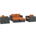 Ergode Sojourn 5 Piece Outdoor Patio Sunbrella Sectional Set - Canvas Tuscan