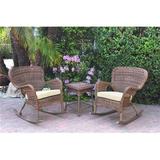 W00212-2-RCES001 Windsor Honey Wicker Rocker Chair & End Table Set with Ivory Chair Cushion