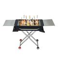 Outdoor BBQ Grill with Side Shelves Black 2-Handles Adjusted Height Portable Portable Grill