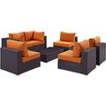 Ergode Convene 7 Piece Outdoor Patio Sectional Set - Espresso Orange