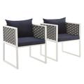 Ergode Stance Dining Armchair Outdoor Patio Aluminum Set of 2 - White Navy