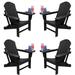 (Set of 4) Folding Plastic Adirondack Chair with 4 in 1 Cup Holder Plastic Adirondack Chairs Weather Resistant Fire Pit Chair for Deck Garden Backyard