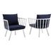 Ergode Riverside Outdoor Patio Aluminum Armchair Set of 2 - White Navy