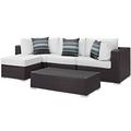 Ergode Convene 5 Piece Outdoor Patio Sectional Set - Espresso White