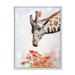 Designart Portrait of A Giraffe With Orange Flowers Farmhouse Framed Canvas Wall Art Print