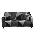 JIAN YA NA Stretch Sofa Covers Printed Couch Cover Sofa Slipcovers for 1/2/3/4 Seat Elastic Universal Furniture Protector(Black 3 Seater)