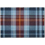 Threshold Woven Blue & Cranberry Plaid Accent Rug 24x36 Cotton/Wool Throw Mat