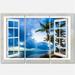 Designart Window Open to Cloudy Blue Sky Oversized Landscape Wall Art Print