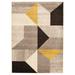 Chaudhary Living 6.5 x 9.5 Gray and Gold Geometric Rectangular Area Throw Rug