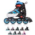 meteor Inline Skates Children's Kids Inliners Roller Skates Roller Blades ABEC 7 Carbon Children's Inline Skates Adjustable Shoe Size (Blue, L 38-41)