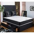 Home Furnishings UK Hf4You 4Ft 6" Double Black 12.5G Quilted Ortho Memory Foam Divan Bed - 2 Drawers - Foot End - No Headboard